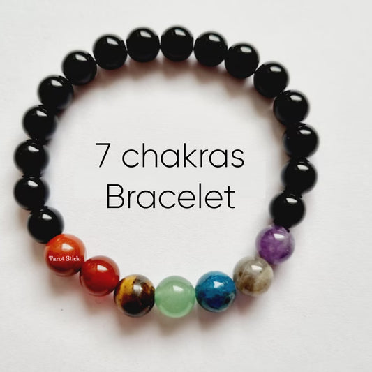 7 Chakra Healing Bracelet | Black Onyx - Tarot Reading