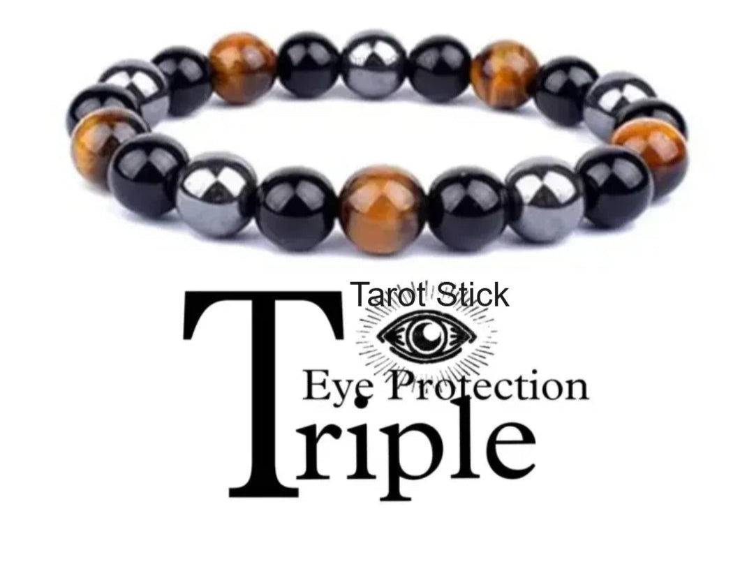 Triple Protection | Black Obsidian, Hematite and Tiger’s Eye Luck, Prosperity, and Protection Bracelet.